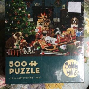 Cobble Hill Christmas Puppies 500 pcs Puzzle New